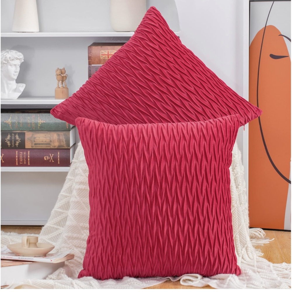 Hot Pink Decorative Throw Pillow Covers 16x16” (2-Pack)